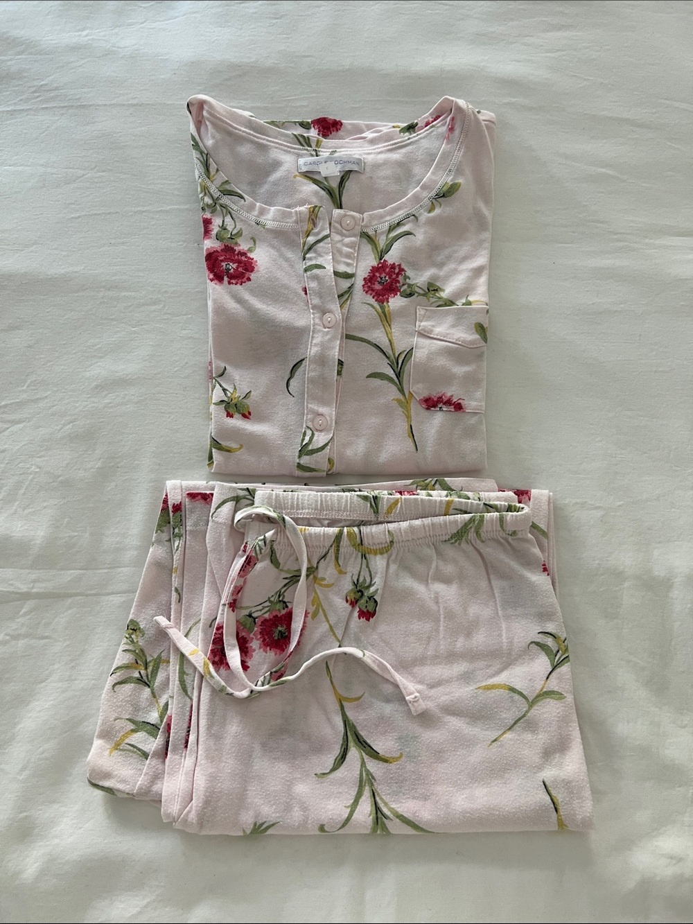 Carole Hochman Pink Floral Cotton-Blend Pajama Set